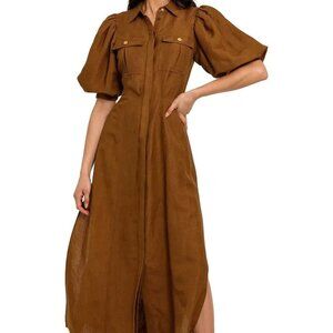 Significant Other Hazel Dress in Chocolate Button Down Dress Size US 4
